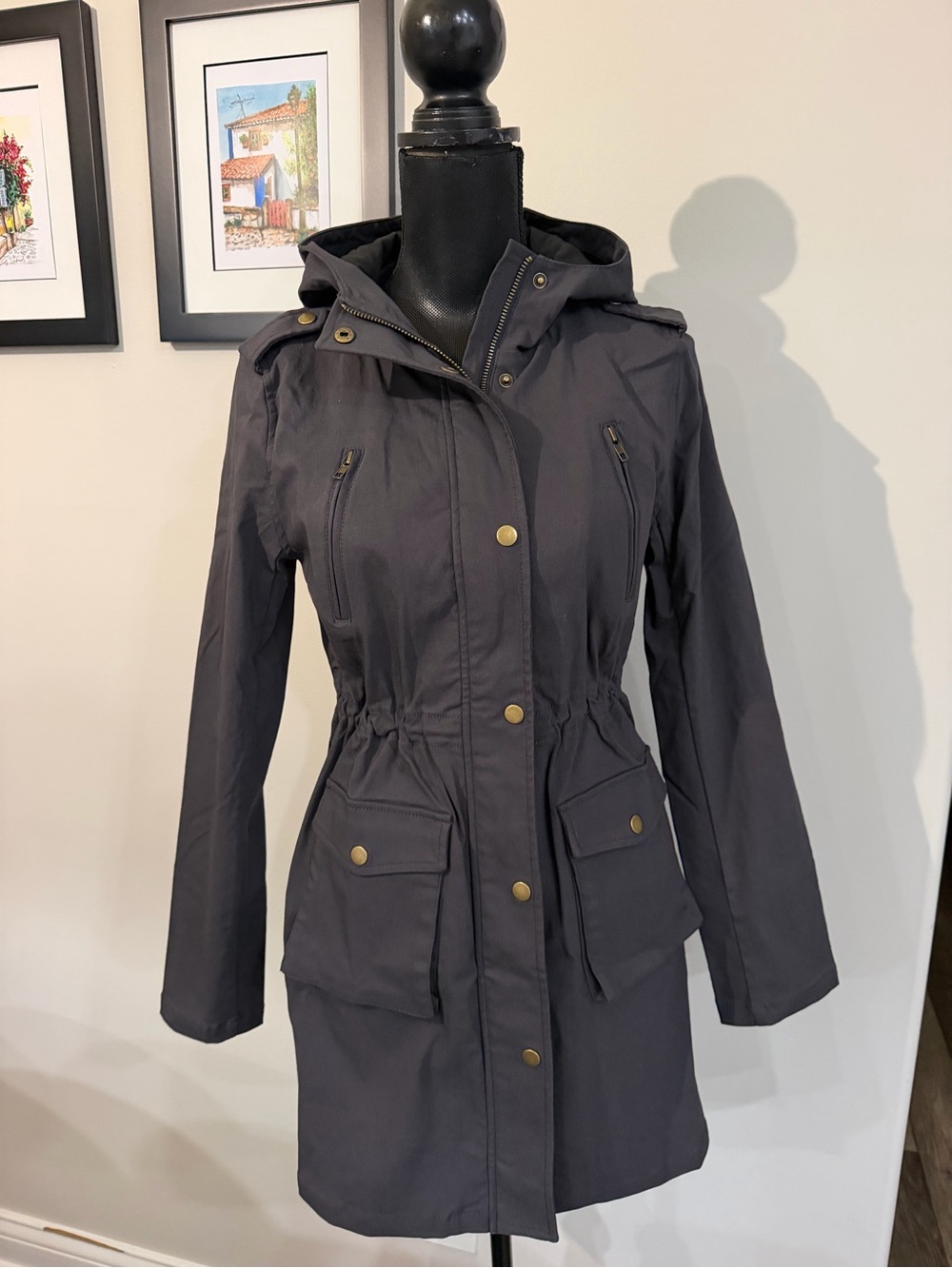 NWT Eden Society Women’s Hooded Utility Jacket - Charcoal Gray S
